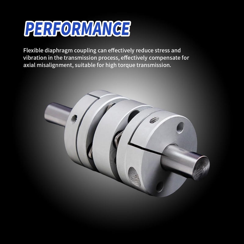 BORDSTRACT 14mm to 15mm Flexible Diaphragm Coupling, D32 L28 Aluminium 1 Diaphragm Motor Shaft Coupler for 3D Printer CNC Machine Servo Stepped Motor - Image 4